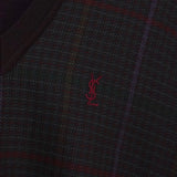 イヴ サンローラン ヴィンテージ YSLロゴ Vネック チェック柄 ニットベスト ボルドー - NEWSED