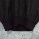 イヴ サンローラン ヴィンテージ YSLロゴ Vネック チェック柄 ニットベスト ボルドー - NEWSED