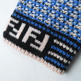 フェンディ FFロゴ／ズッカ柄 ニット パーカー ブルー 38 レディース