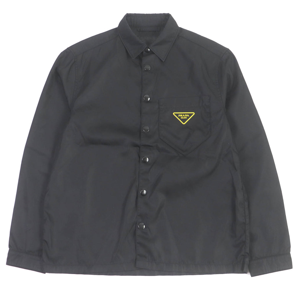 プラダ Re-Nylon Shirt トライアングルロゴ コーチジャケット シャツジャケット ブルゾン ブラック S メンズ
