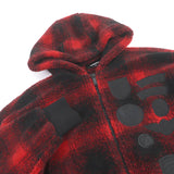 ディースクエアード CHECK PATCH ZIP HOODIE バッファローチェック ボアフリースジャケット ブルゾン レッド M メンズ