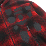 ディースクエアード CHECK PATCH ZIP HOODIE バッファローチェック ボアフリースジャケット ブルゾン レッド M メンズ
