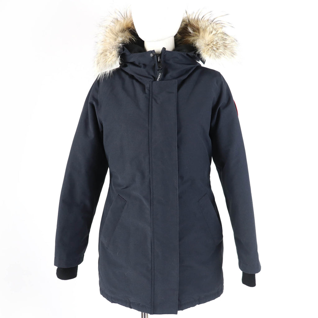 カナダグース VICTORIA PARKA ヴィクトリアパーカー ファー・フード付 ダウンジャケット ネイビー S レディース