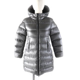 モンクレール SUYEN スイエン ロゴワッペン・フード付 ZIP UP ダウンコート グレー 10 anni 140cm レディース