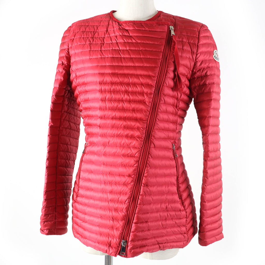 モンクレール AXINITE ロゴワッペン付 ZIP UP ダウンジャケット レッド 1 レディース