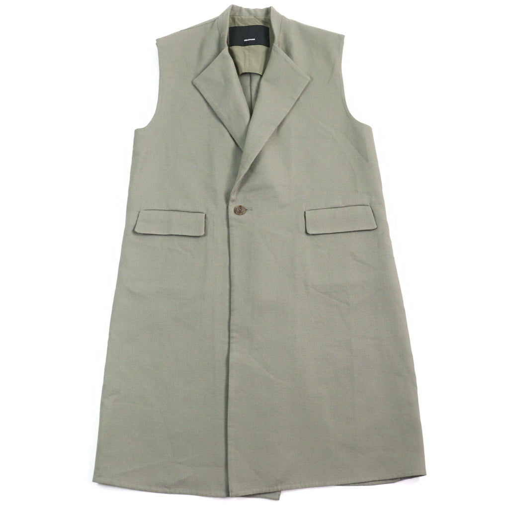 ゼロエイトサーカス Twill double face rever long gilet ダブルフェイス ラペル折り返し ロングジレ ベスト カーキグリーン 1 大きめサイズ メンズ