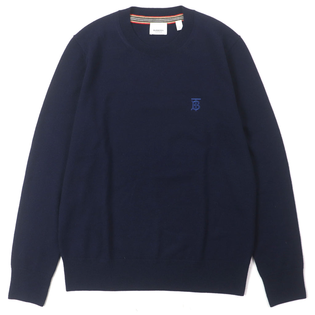バーバリー Monogram Motif Sweater TBロゴ刺繍 クルーネック ニット セーター ネイビー S メンズ