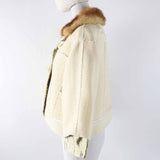ルイヴィトン 襟・ボタンミンク ジャケット アイボリー 36 レディース