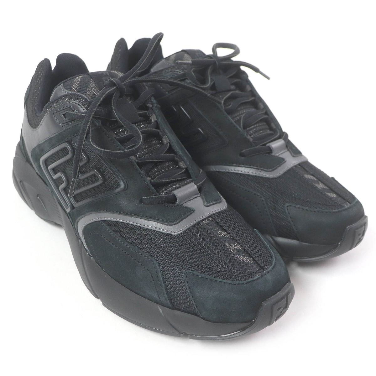 フェンディ FASTER TRAINERS FFロゴ ズッカ ローカットスニーカー ブラック 6 メンズ