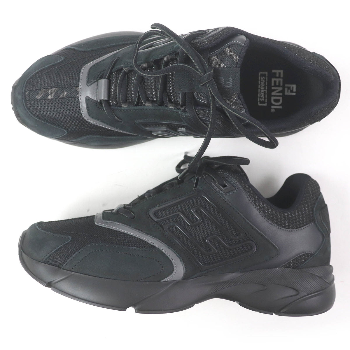 フェンディ FASTER TRAINERS FFロゴ ズッカ ローカットスニーカー ブラック 6 メンズ