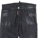 ディースクエアード COOL GUY JEANS ロゴワッペン ダメージ加工 ボタンフライ デニムパンツ ブラック系 46 メンズ