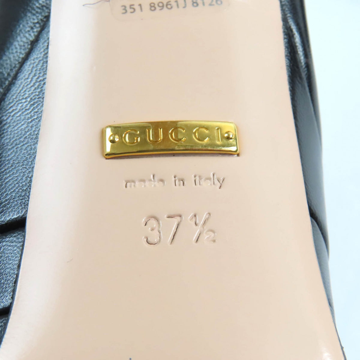 グッチ ベルトデザイン アーモンドトゥ 厚底 パンプス ブラック 37.5 レディース