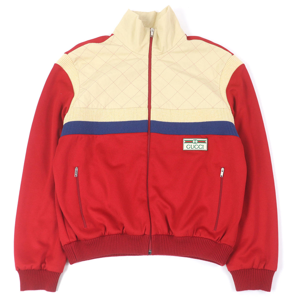 グッチ ロゴワッペン ラインデザイン トラックジャケット ジャージ ジャケット レッド M メンズ