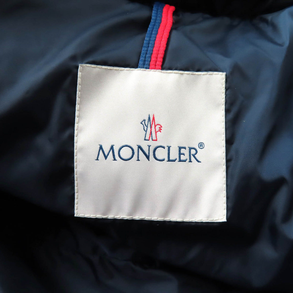 モンクレール FLAMMETTE フード・ロゴワッペン付 ZIP UP ダウンコート ネイビー 00 レディース