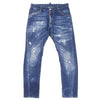 ディースクエアード CLASSIC KENNY TWIST JEAN ロゴレザーワッペン ボタンフライ クラッシュ デニムパンツ インディゴブルー 46 メンズ