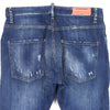ディースクエアード CLASSIC KENNY TWIST JEAN ロゴレザーワッペン ボタンフライ クラッシュ デニムパンツ インディゴブルー 46 メンズ