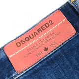 ディースクエアード CLASSIC KENNY TWIST JEAN ロゴレザーワッペン ボタンフライ クラッシュ デニムパンツ インディゴブルー 46 メンズ