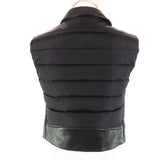 モンクレール RODEIA ロゴボタン付 ZIP UP レザーベスト ダウン ダウンベスト ブラック 0 レディース