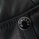 モンクレール RODEIA ロゴボタン付 ZIP UP レザーベスト ダウン ダウンベスト ブラック 0 レディース