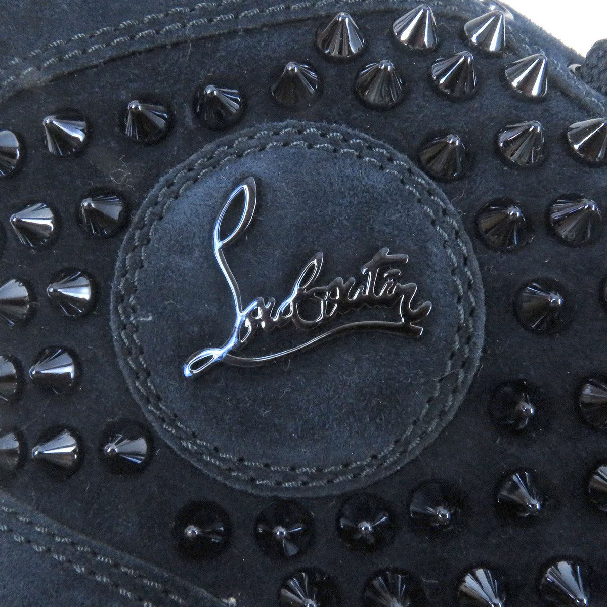 クリスチャンルブタン LOUIS FLAT スパイクスタッズ ハイカットスニーカー ネイビー 40.5 メンズ