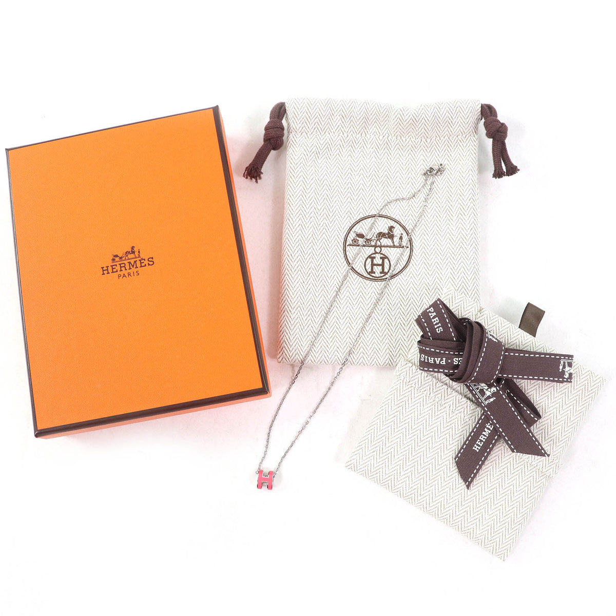エルメス Mini Pop H pendant ミニポップ H ペンダント ネックレス ピンク レディース