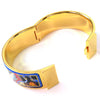 エルメス ロケ エマイユGM 扇子柄 七宝焼き バングル ブレスレット ゴールド レディース