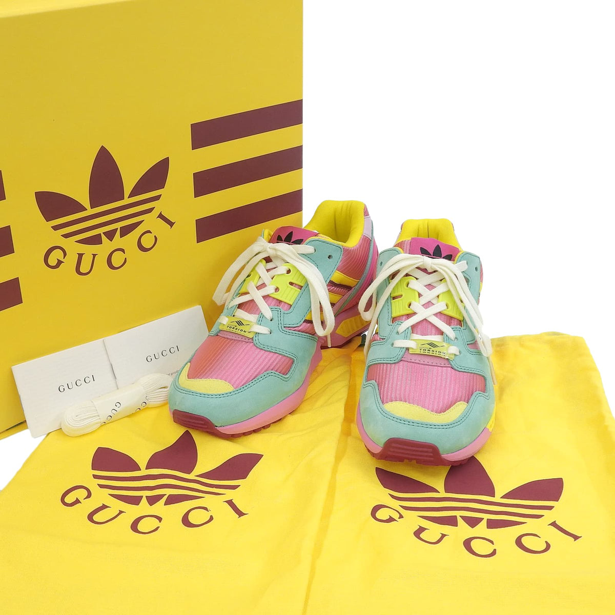 グッチ×アディダス TORSION ZX8000 スニーカー ピンク 22.5 レディース