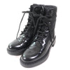 プラダ Re Nylonトライアングルロゴ ブラッシュドレザー ショートブーツ ブラック 37 レディース
