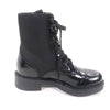プラダ Re Nylonトライアングルロゴ ブラッシュドレザー ショートブーツ ブラック 37 レディース