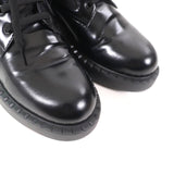 プラダ Re Nylonトライアングルロゴ ブラッシュドレザー ショートブーツ ブラック 37 レディース