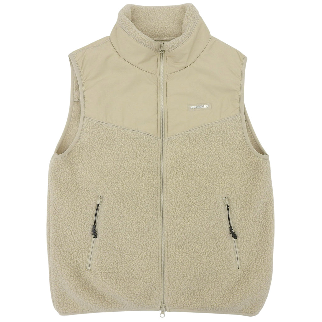 ウィンダンシー POLARTECH FLEECE ラバーロゴ付き フリース ベスト ベージュ M メンズ