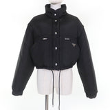 プラダ RE-NYLON トライアングルロゴ クロップド 2WAY ダウンジャケット ブラック 40 レディース