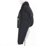 プラダ RE-NYLON トライアングルロゴ クロップド 2WAY ダウンジャケット ブラック 40 レディース
