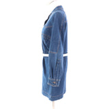 ステラマッカートニー LIANA DENIM DRESS ロゴボタン・ベルト付 長袖 デニム ワンピース インディゴ 36 レディース