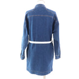 ステラマッカートニー LIANA DENIM DRESS ロゴボタン・ベルト付 長袖 デニム ワンピース インディゴ 36 レディース
