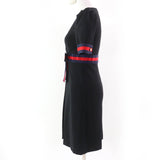 グッチ Jersey V-neck Dress インターロッキングGパール付 ワンピース ブラック XS レディース