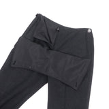 シャネル ロゴボタン付 センタープレス パンツ チャコールグレー 38 レディース