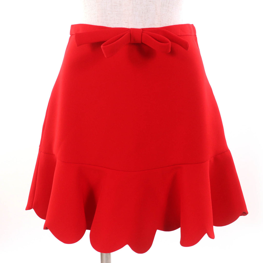 ミュウ ミュウ リボン 裾スカラップ ミニスカート ROSSO 40 レディース