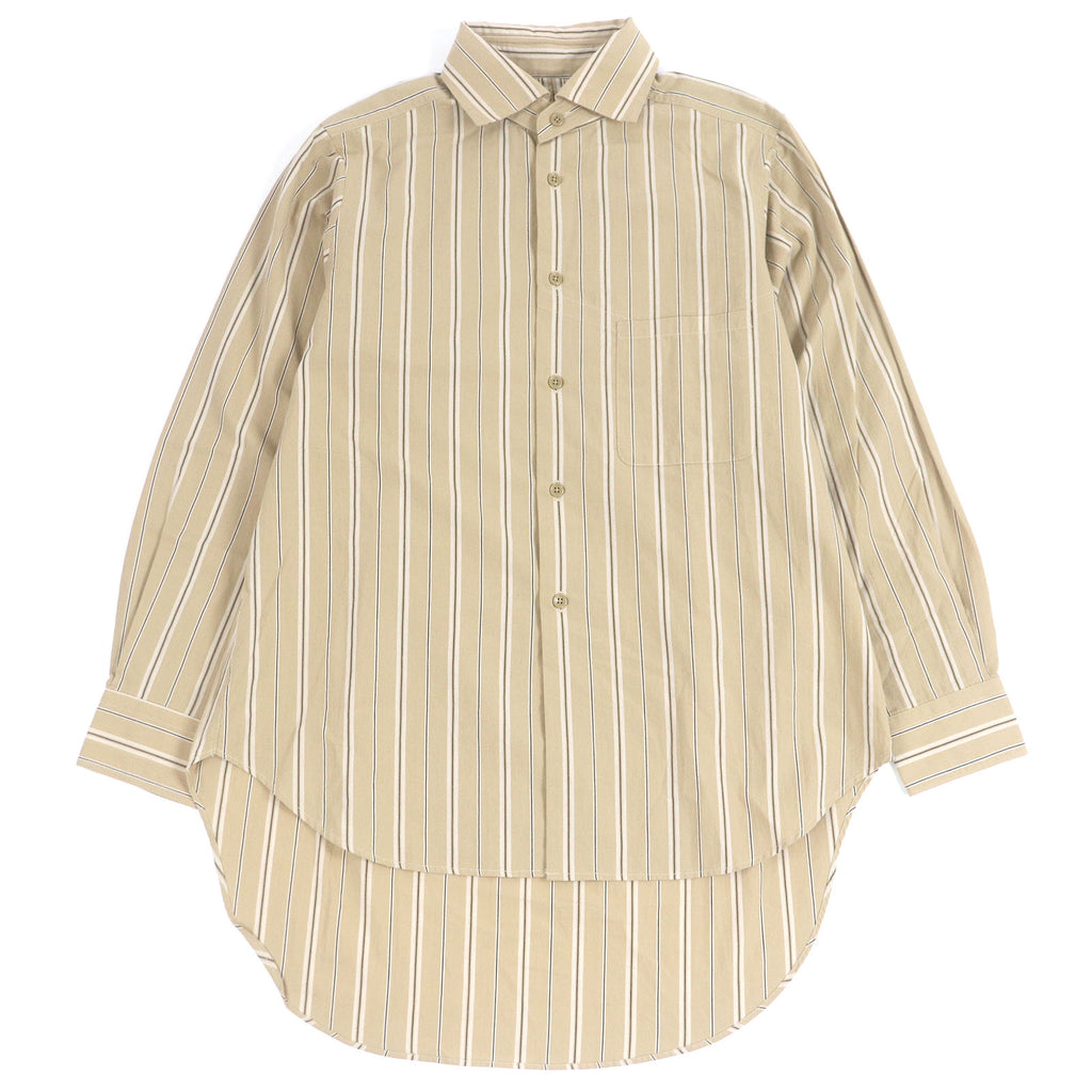 ナイジェル・ケーボン DETACHABLE COLLAR SHIRT ストライプ 襟2WAY 長袖シャツ ベージュ 42 メンズ
