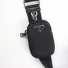 プラダ Re-Nylon ポーチ・ショルダー付 トライアングルロゴ レザー使い 2WAY ハンドバッグ ブラック レディース