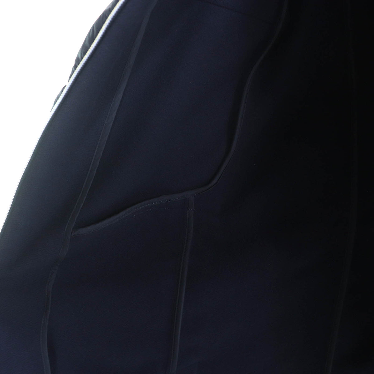 ヘルノ ロゴプレート スタンドカラー ウール切替 ZIP UP ロング ダウンコート ネイビー 40 レディース