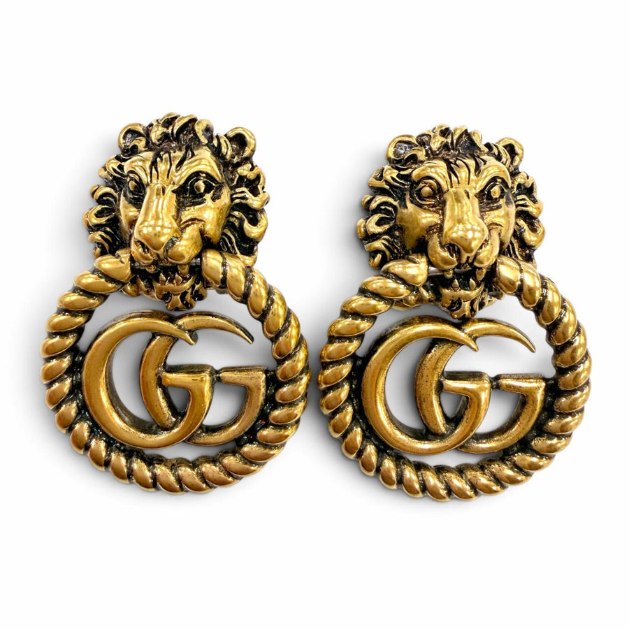 グッチ GGマーモント ライオンヘッド アクセサリー イヤリング ゴールド レディース