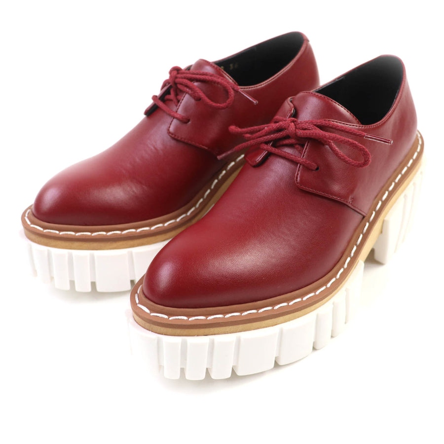 ステラマッカートニー EMILIE LACEUP レースアップ レザー プラットフォームシューズ レザーシューズ RUBY 36 レディース