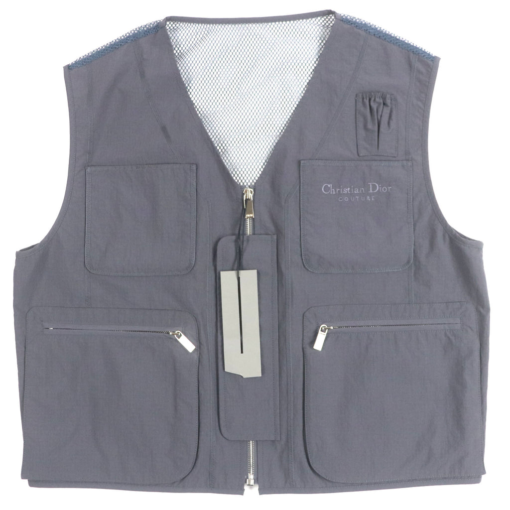 ディオール オム Multi Pocket Zipup Vest ロゴ刺繍 バックメッシュ ジップアップ ジレ ベスト グレー 52 メンズ