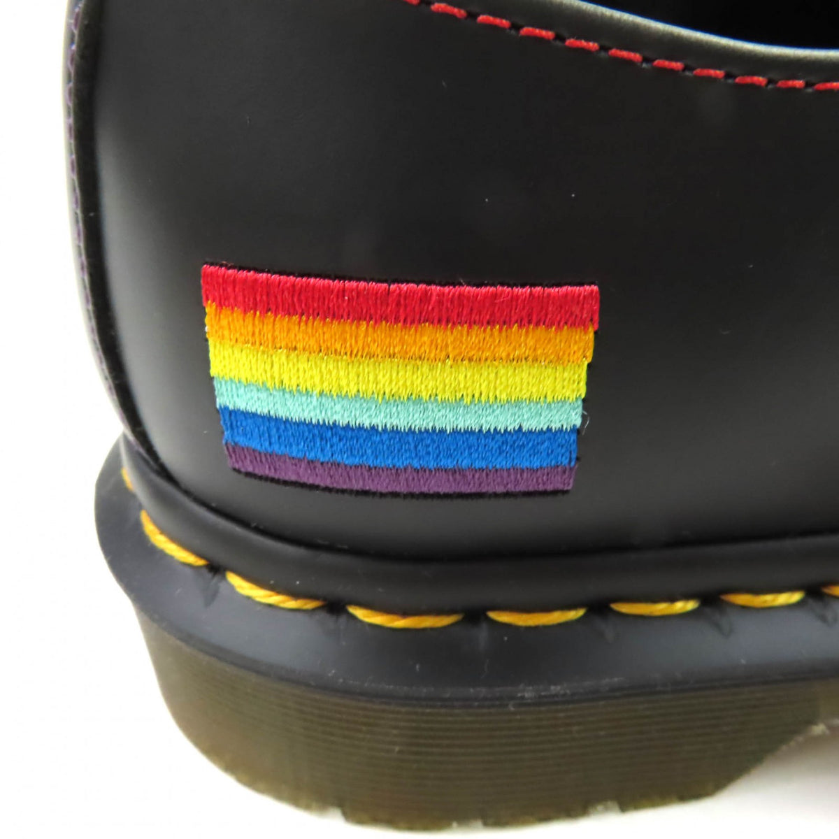 ドクターマーチン 1461 for PRIDE レインボー刺繍入り 3ホール レースアップ レザーシューズ ブラック 4UK レディース