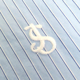 ジルサンダー 7Daysシャツ Wednesday ストライプ柄 ロゴ刺繍 スタンドカラー 長袖シャツ ライトブルー系 30 レディース