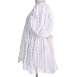セシリーバンセン VEGTA BLOUSE 格子柄 パフスリーブ フレア ブラウス ホワイト UK6（日本サイズ約S相当） レディース