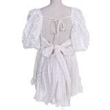セシリーバンセン VEGTA BLOUSE 格子柄 パフスリーブ フレア ブラウス ホワイト UK6（日本サイズ約S相当） レディース