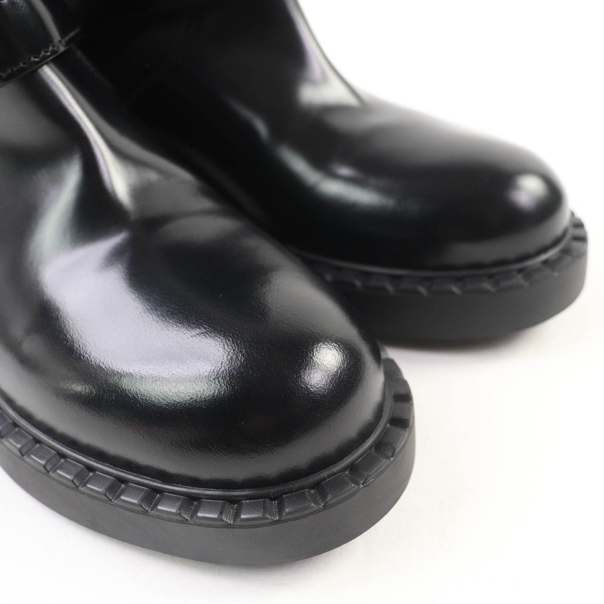 プラダ トライアングルロゴ Re-Nylon レザー ショートブーツ ブラック 35.5 レディース