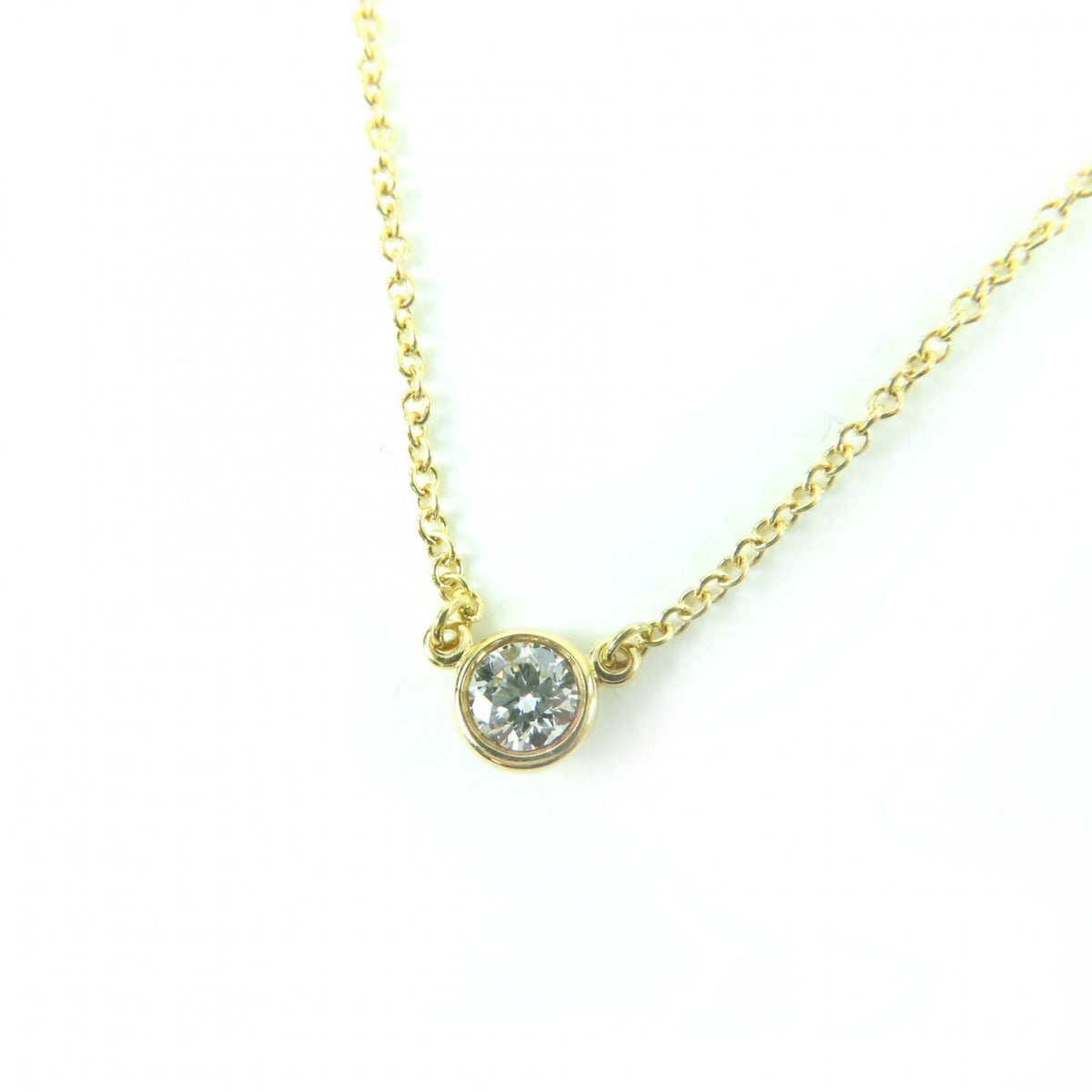 ティファニー ダイヤモンド バイ ザ ヤード シングル ダイヤモンド ペンダント ダイヤ0.12ct K18/750(YG) 直径約4.42mm 40cm ネックレス ゴールド レディース